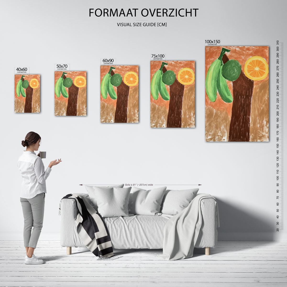 Fruit en boomstam – staand wanddecoratie kunstwerk
