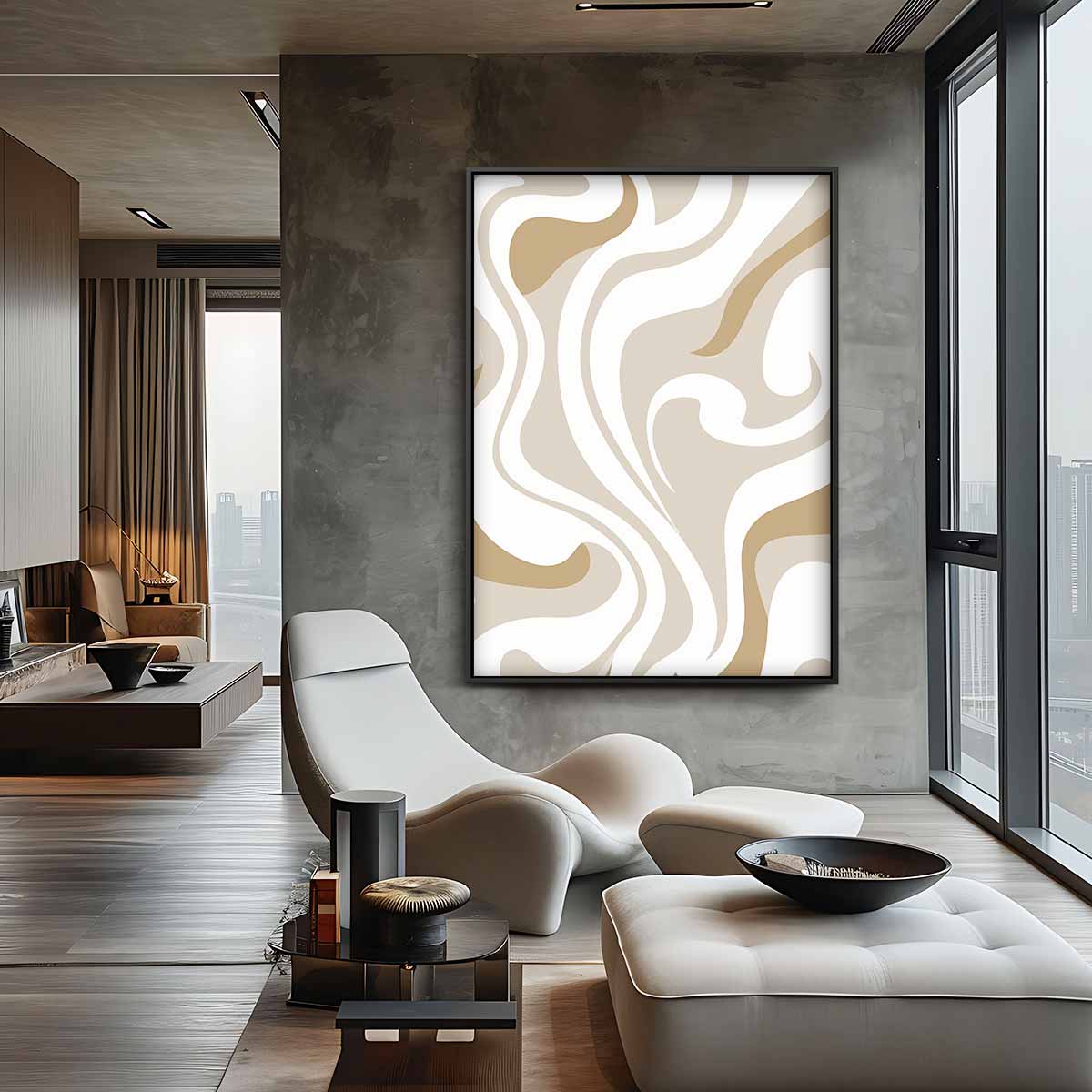 Golvende Aardetinten Wandprint – canvas wanddecoratie in portret formaat