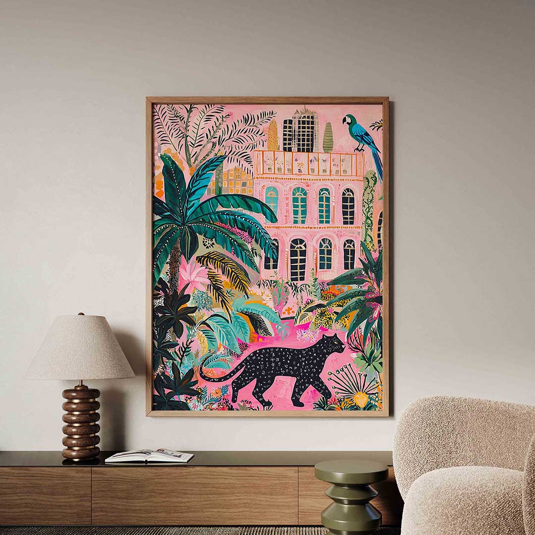 Panter en papegaai – dieren poster in staand formaat