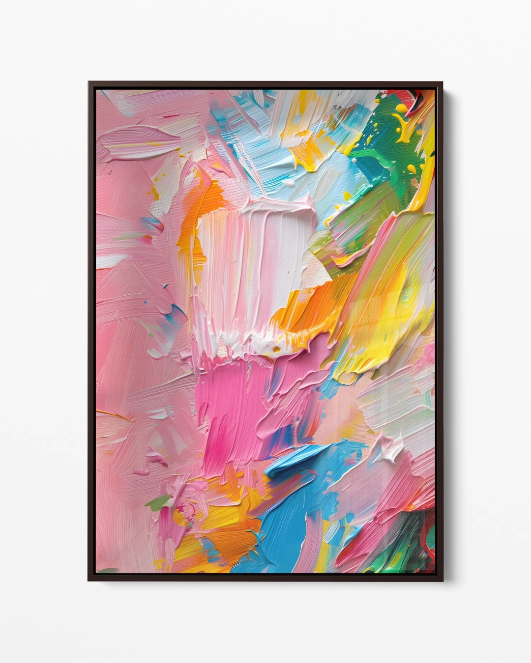 Kleurenexplosie Abstracte Schilderij – portret kunstwerk als wanddecoratie