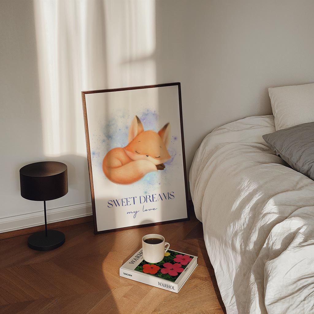 Dromerige Vos – staande kinderkamer wanddecoratie van WallArtistic