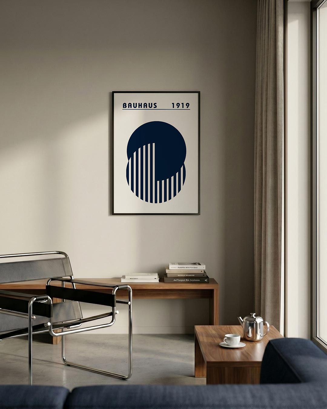 Cirkel en lijnen – staande Bauhaus poster voor aan de muur
