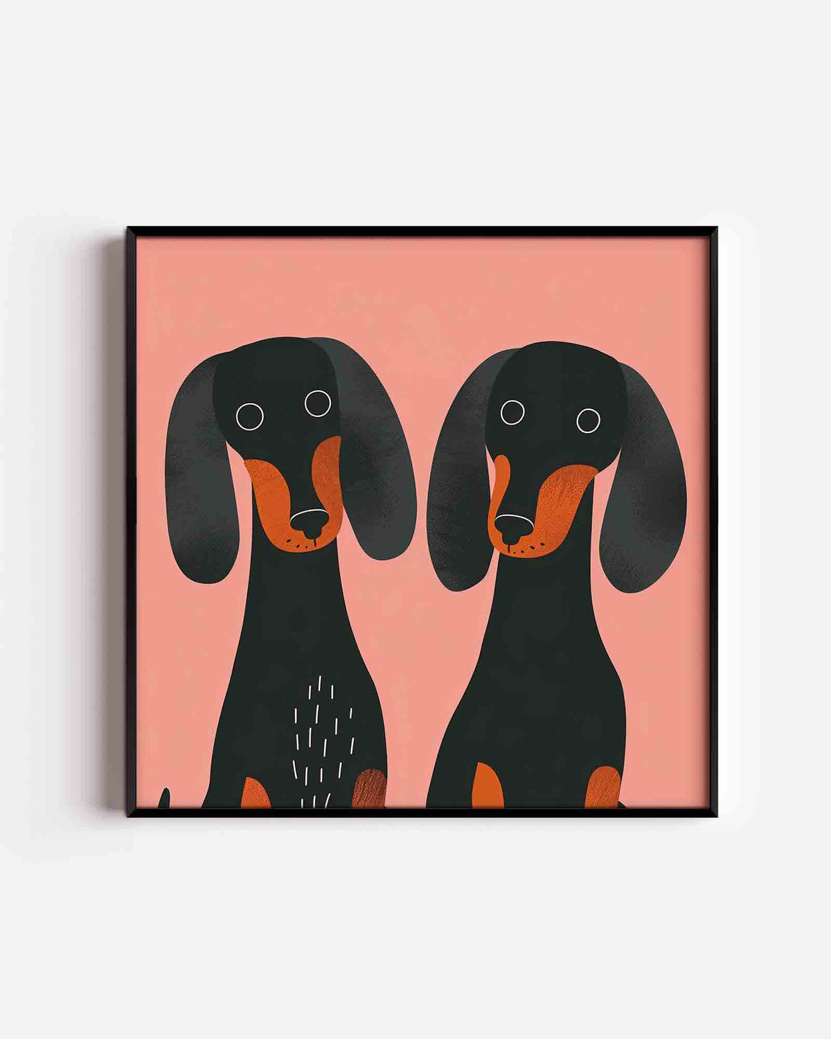 Twee teckels – vierkante kinderposter als wanddecoratie