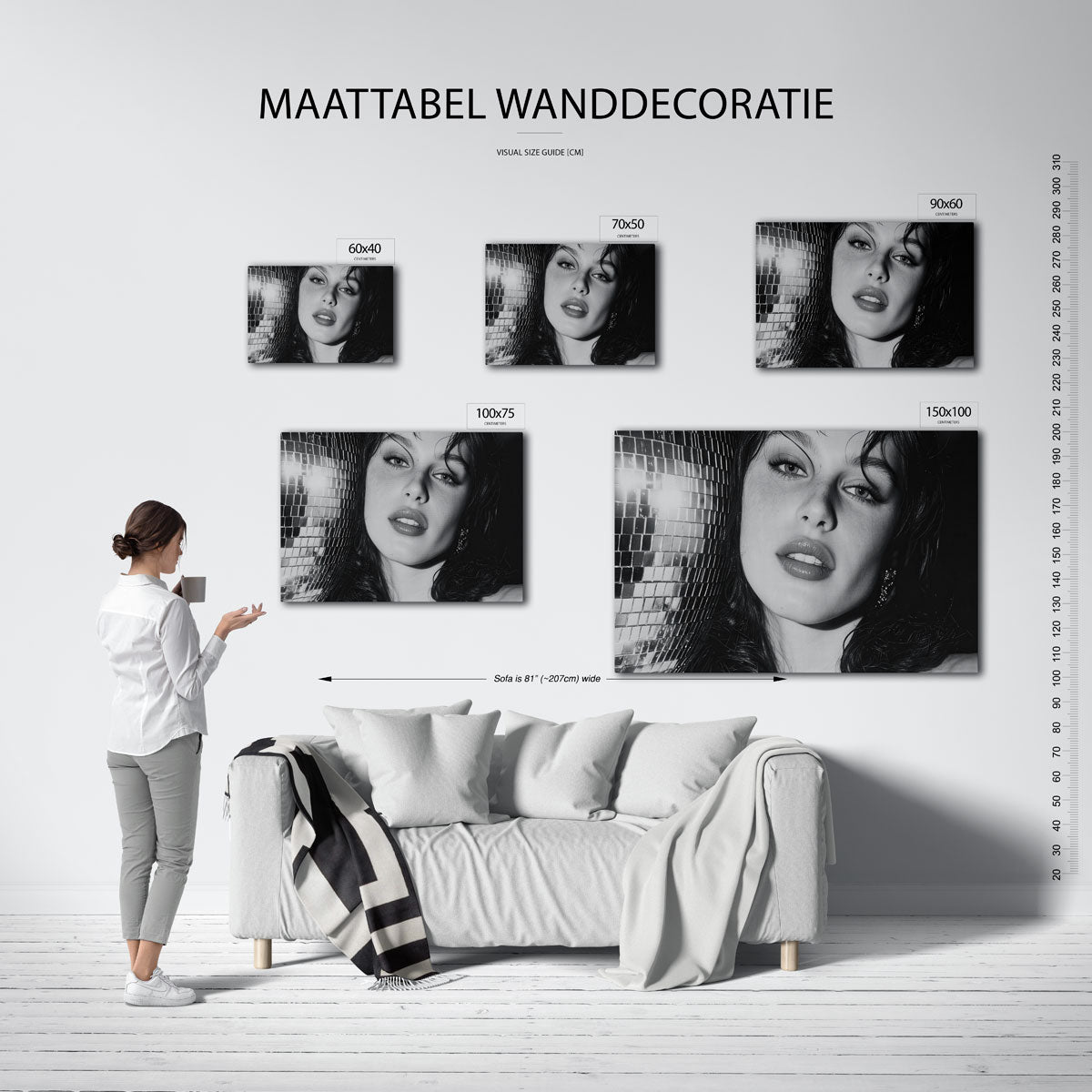 Portret – Portret kunstwerk – moderne liggende wanddecoratie