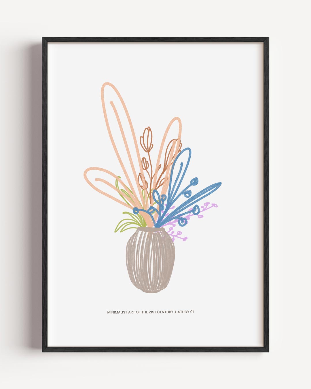Minimalistische Bloemenvaas Illustratie – bloemen portret poster als wanddecoratie