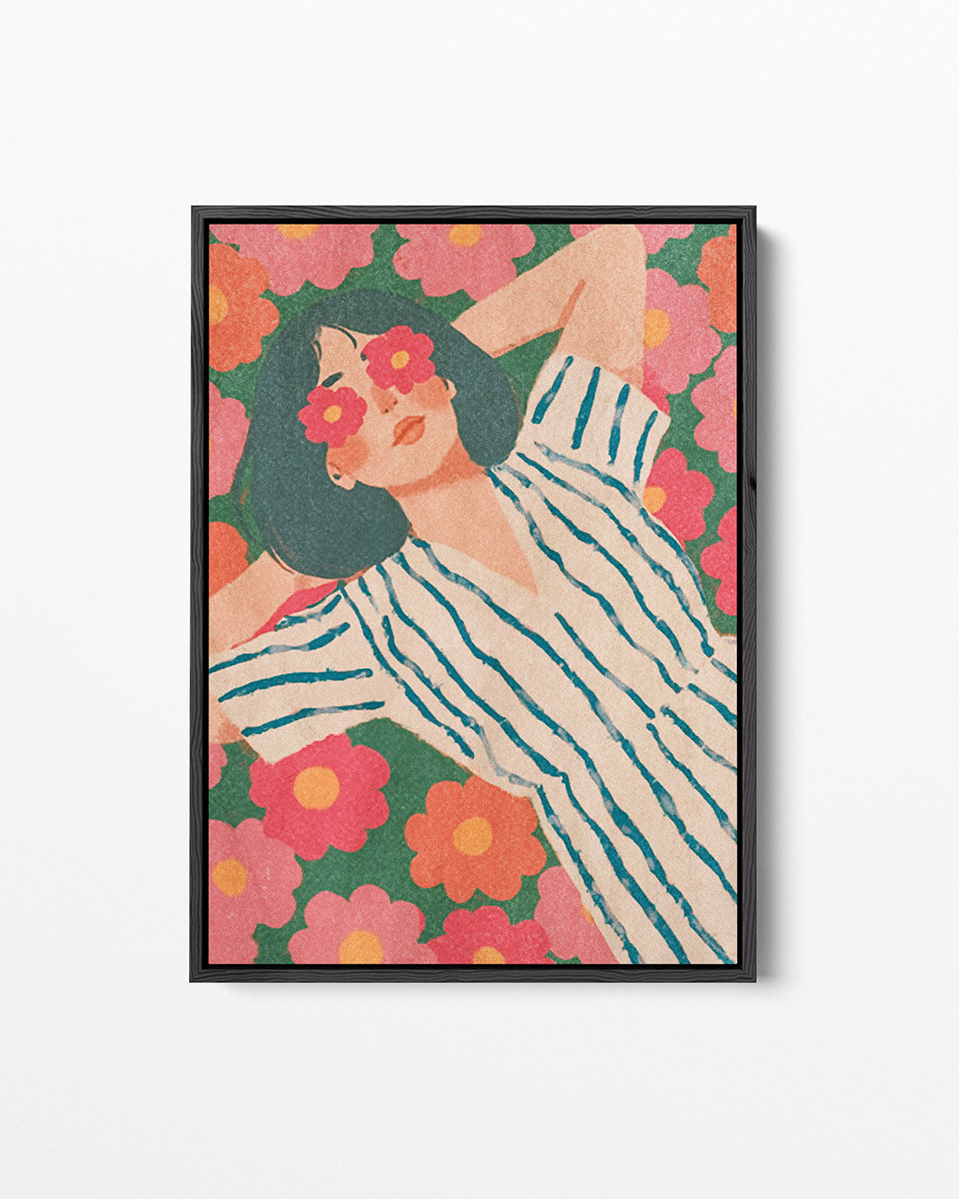 Vrouw in bloemenveld – staand wanddecoratie kunstwerk