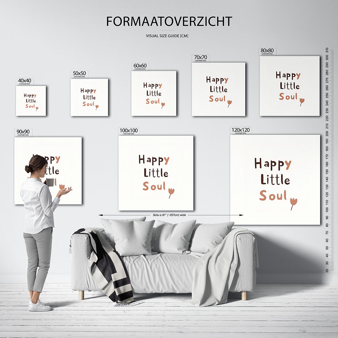 Vrolijke tekst kunstwerk – sfeerbeeld – dit werk toont een positieve boodschap in speelse letters met een kleine bloem. De