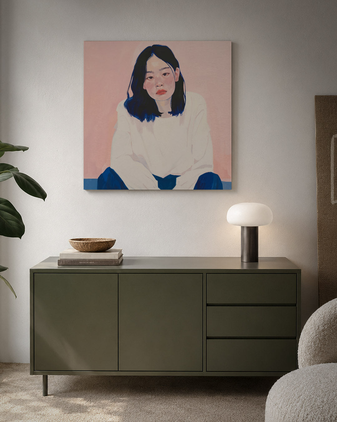Portretstudie kunstwerk – detailweergave – dit werk toont een portret tegen een zachte achtergrond. De combinatie van