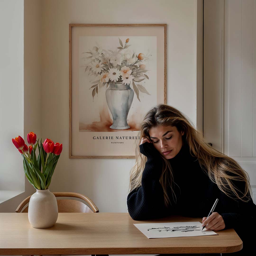 Bloemrijke Vaas – staande muurposter met botanische uitstraling