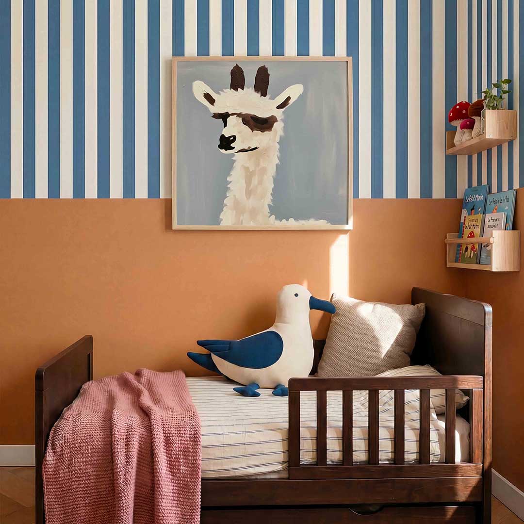 Alpaca portret – kids poster in vierkant formaat