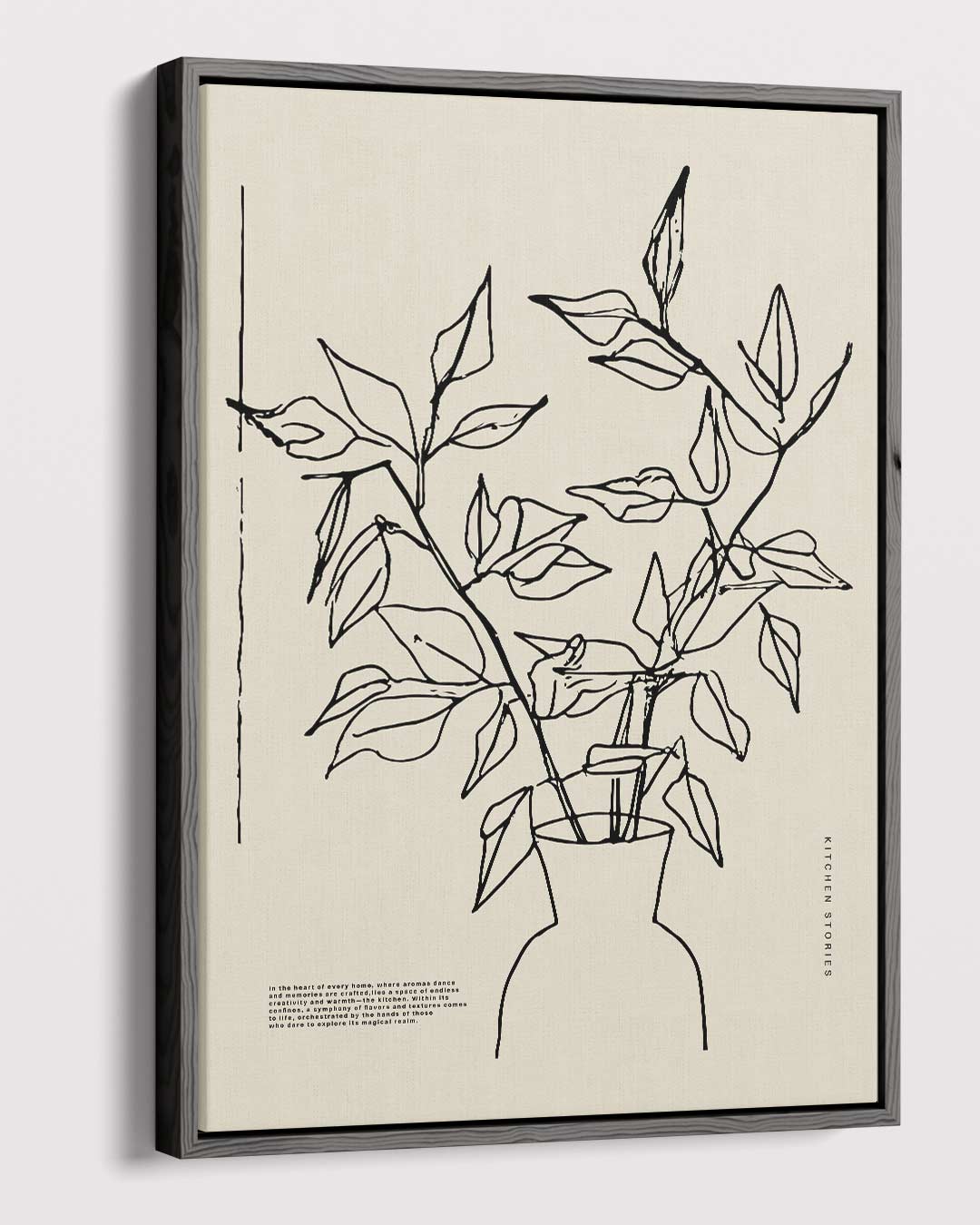 Minimalistische Plantenschets in Vaas – dibond kunstwerk als wanddecoratie