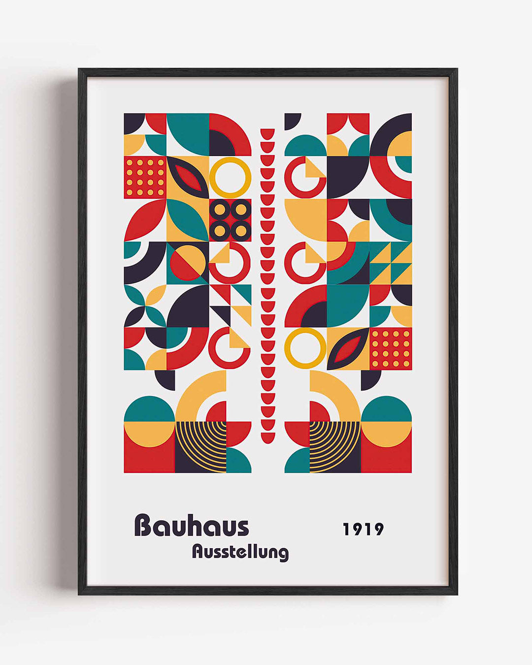 Vormritme en kleur – staande Bauhaus poster als wanddecoratie