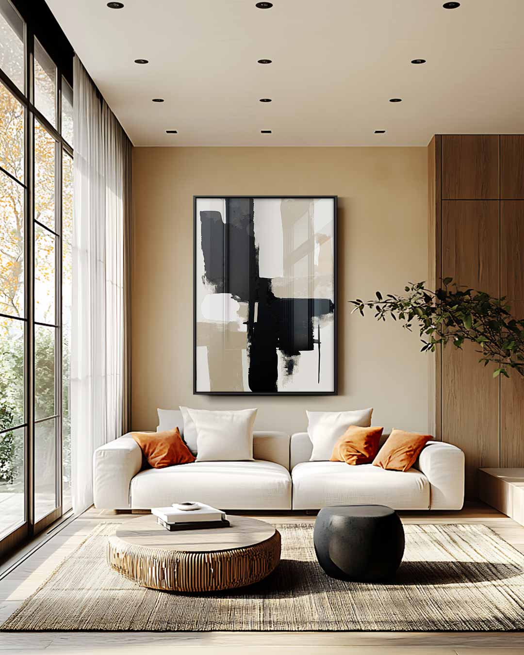 Abstracte Contrasten – staande wandkunst voor woonkamer of interieur