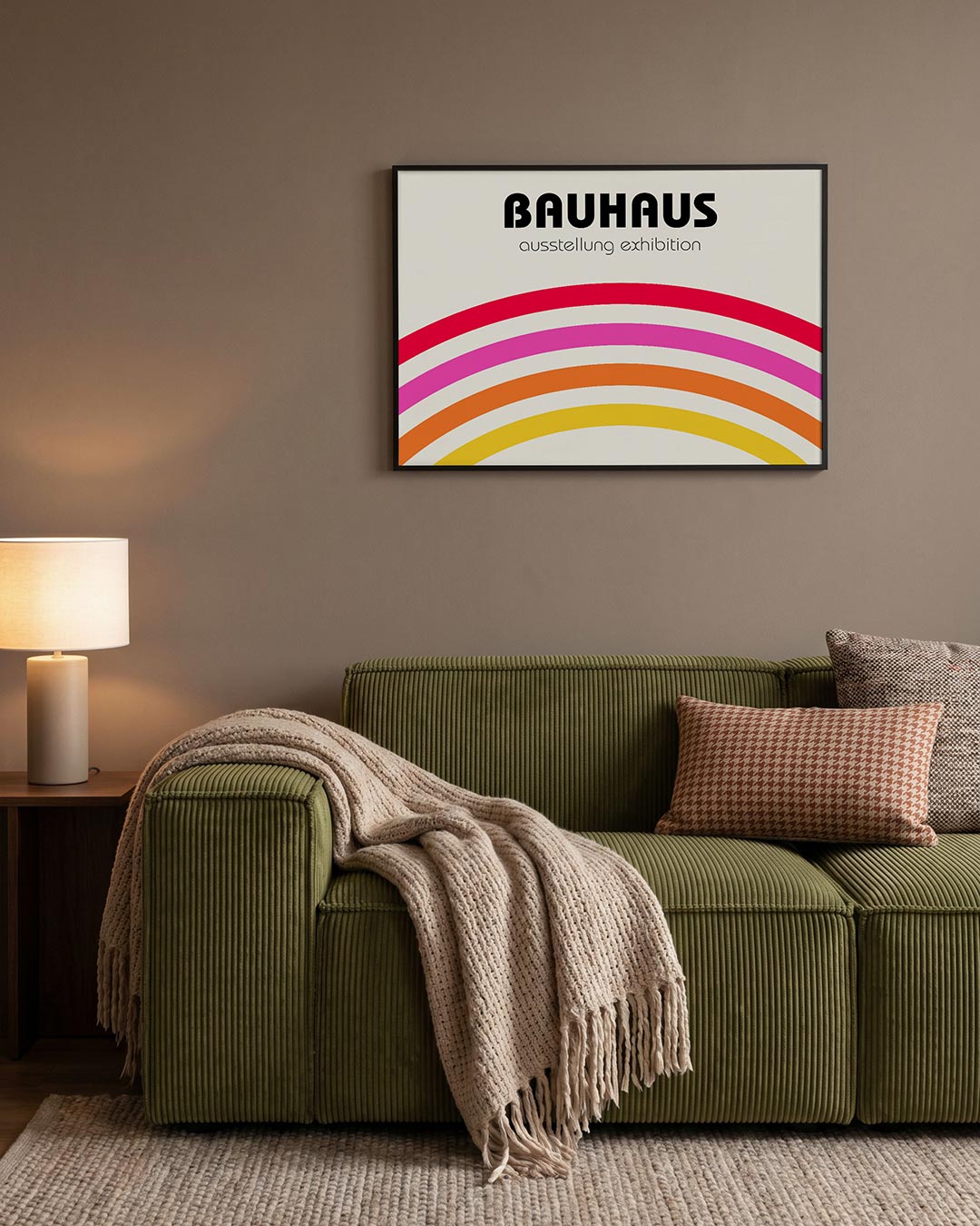 Kleurrijke booglijnen – geometrische Bauhaus poster in liggend formaat