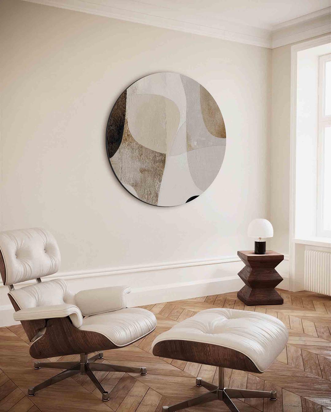 Abstracte vormen – ronde wanddecoratie met abstract ontwerp