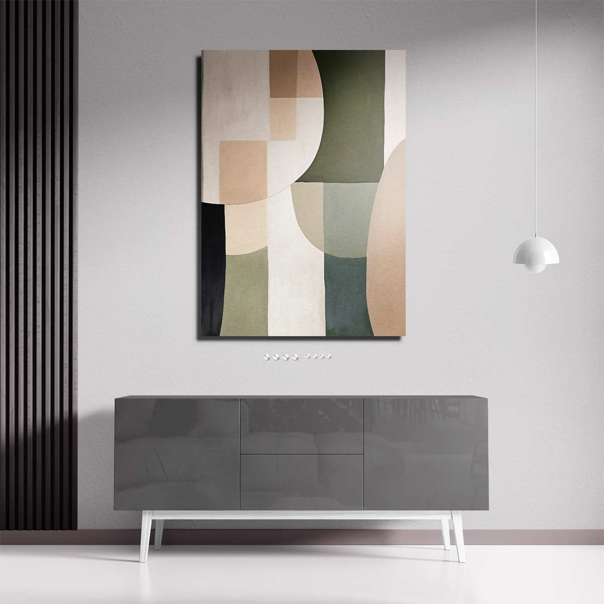 Harmonische Abstractie in Aardetinten – portret kunstwerk als wanddecoratie, afbeelding 18