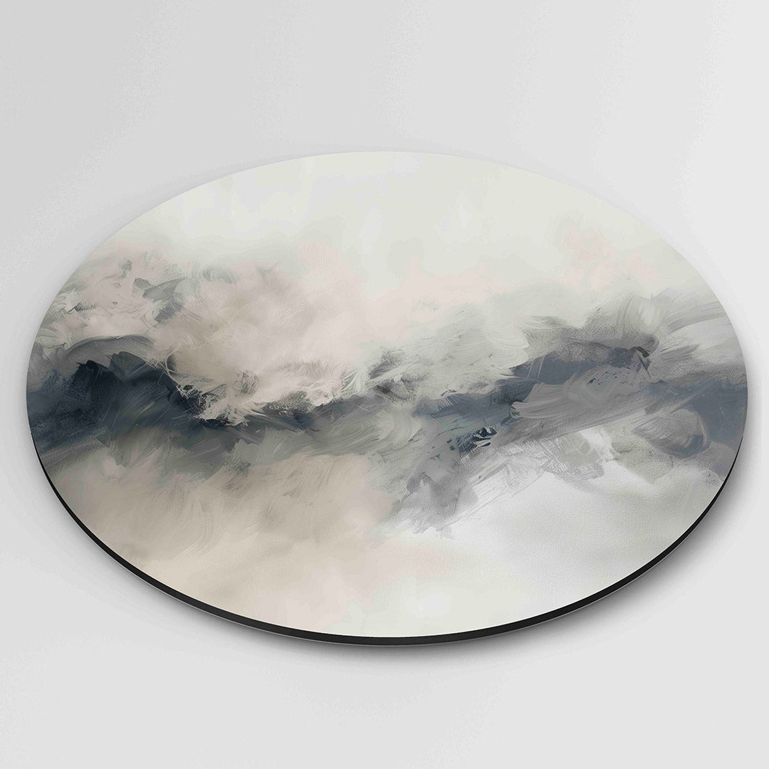 Abstracte grijze tinten – moderne ronde wanddecoratie van WallArtistic