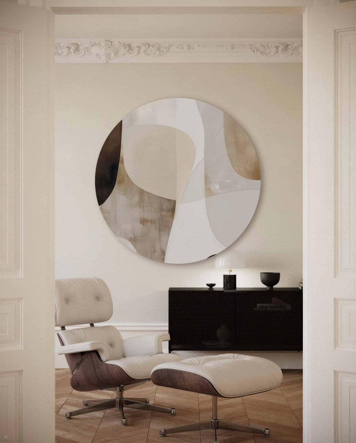 Abstracte vormen – moderne abstracte muurcirkel voor aan de muur