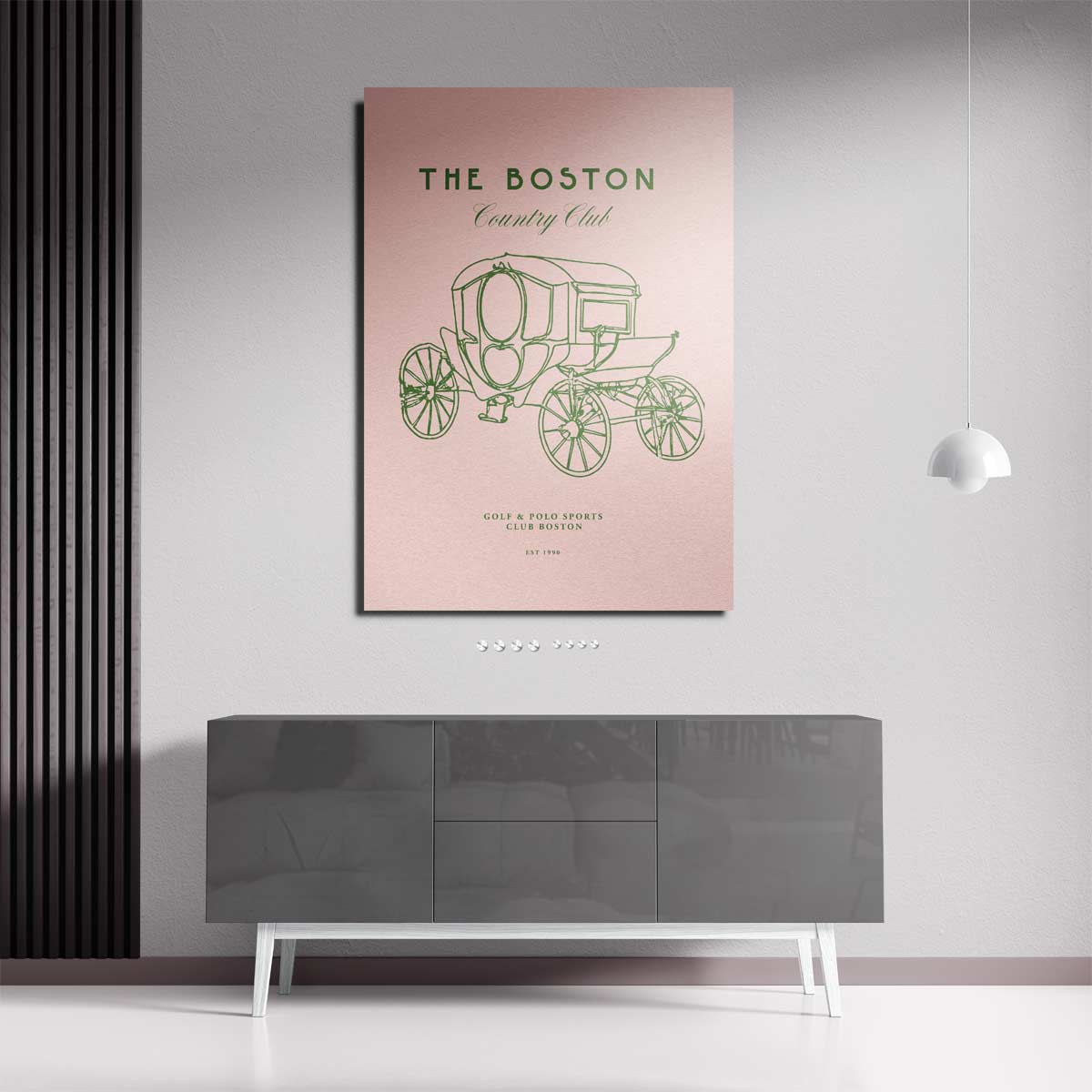 Vintage Boston Koets Illustratie – staande wandkunst voor woonkamer of interieur
