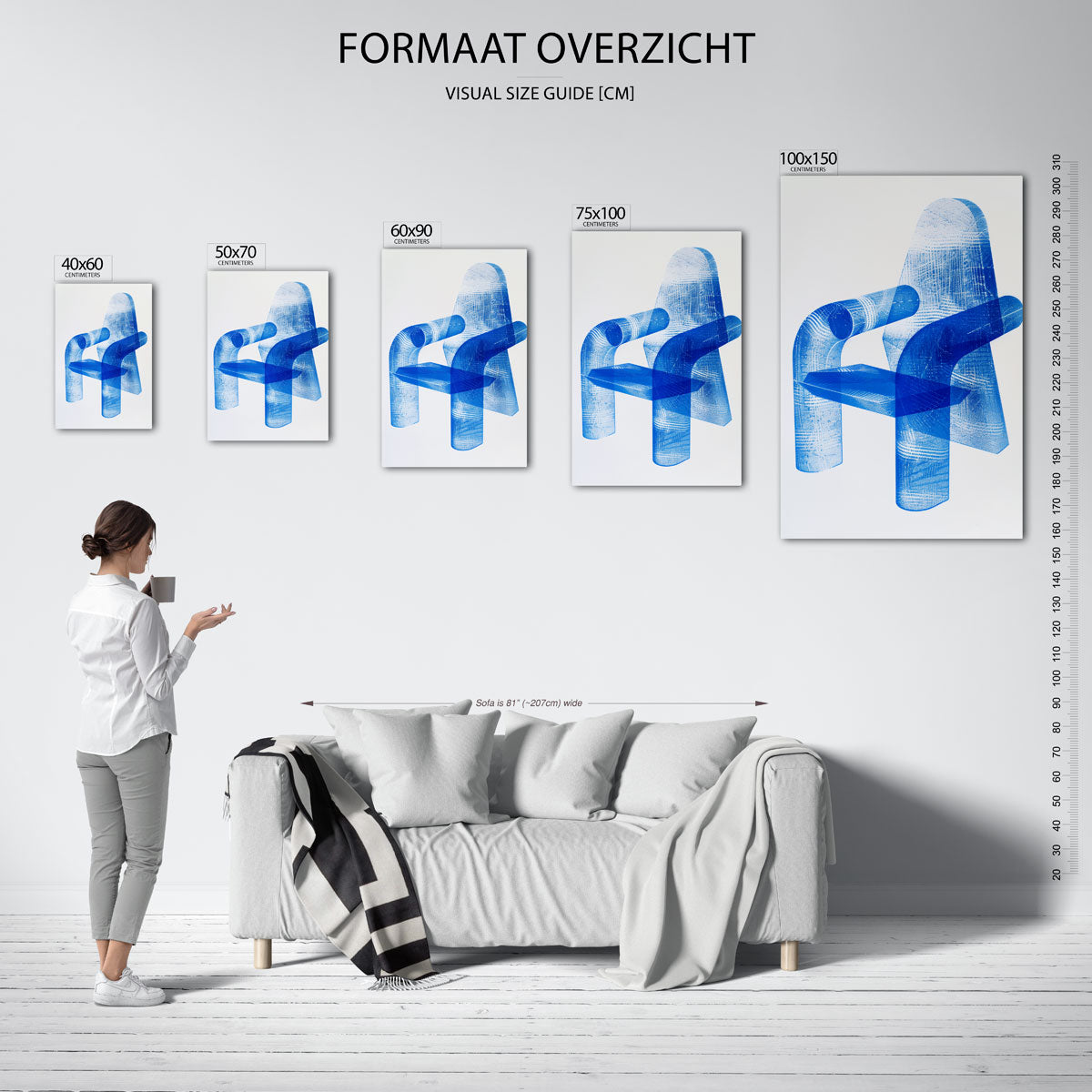 Transparante stoelvorm – staand wanddecoratie kunstwerk