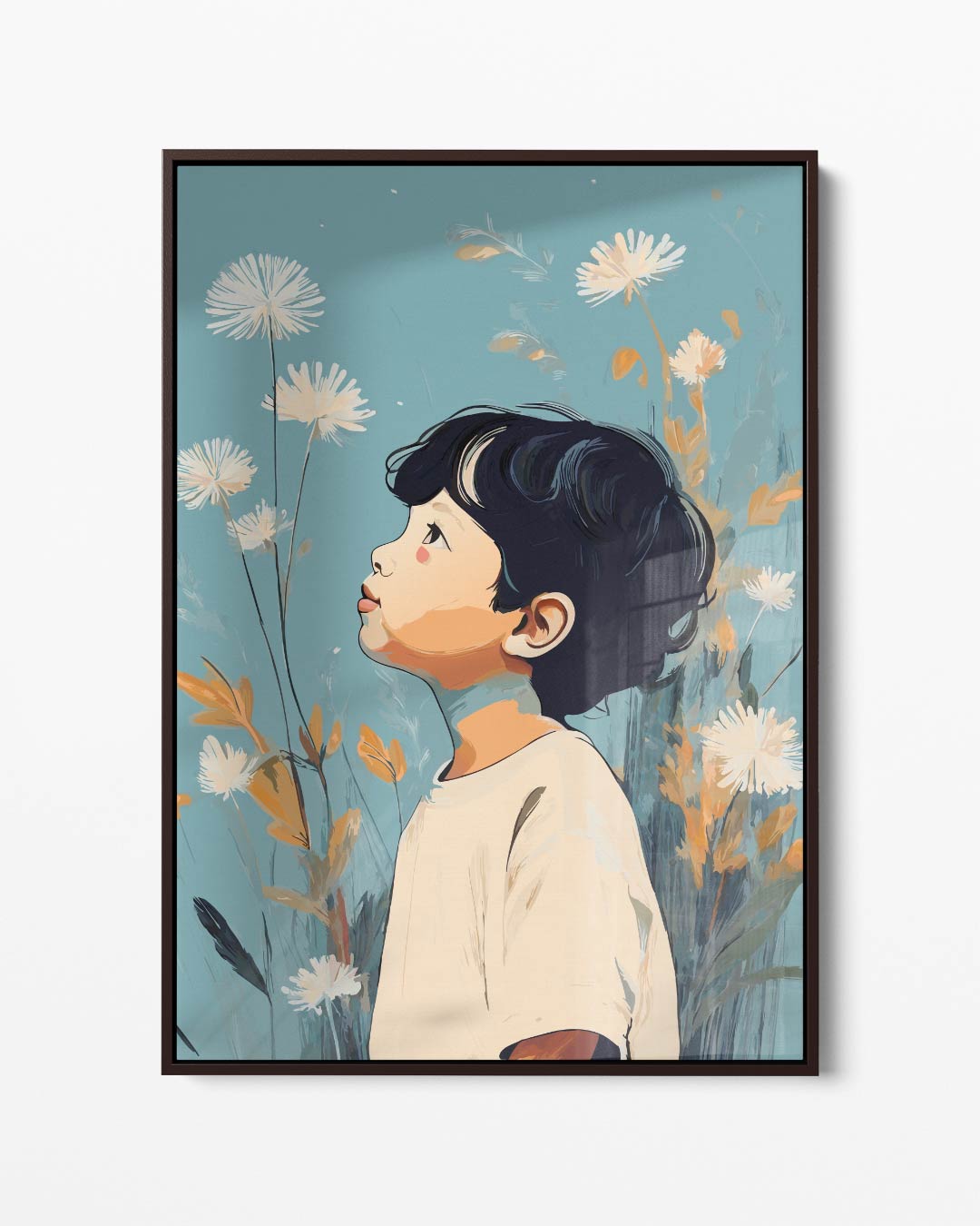 Dromend Tussen Bloemen – portret kunstwerk als wanddecoratie
