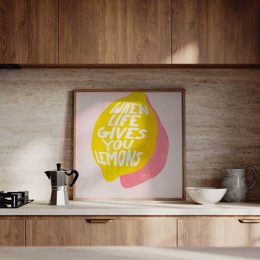 When life gives you lemons – culinaire wandkunst als vierkante poster