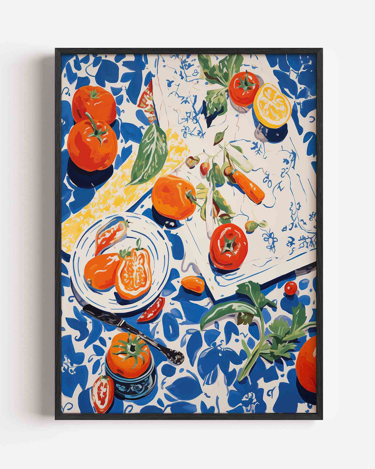 Tomaten en citroen – botanische portret poster als wanddecoratie