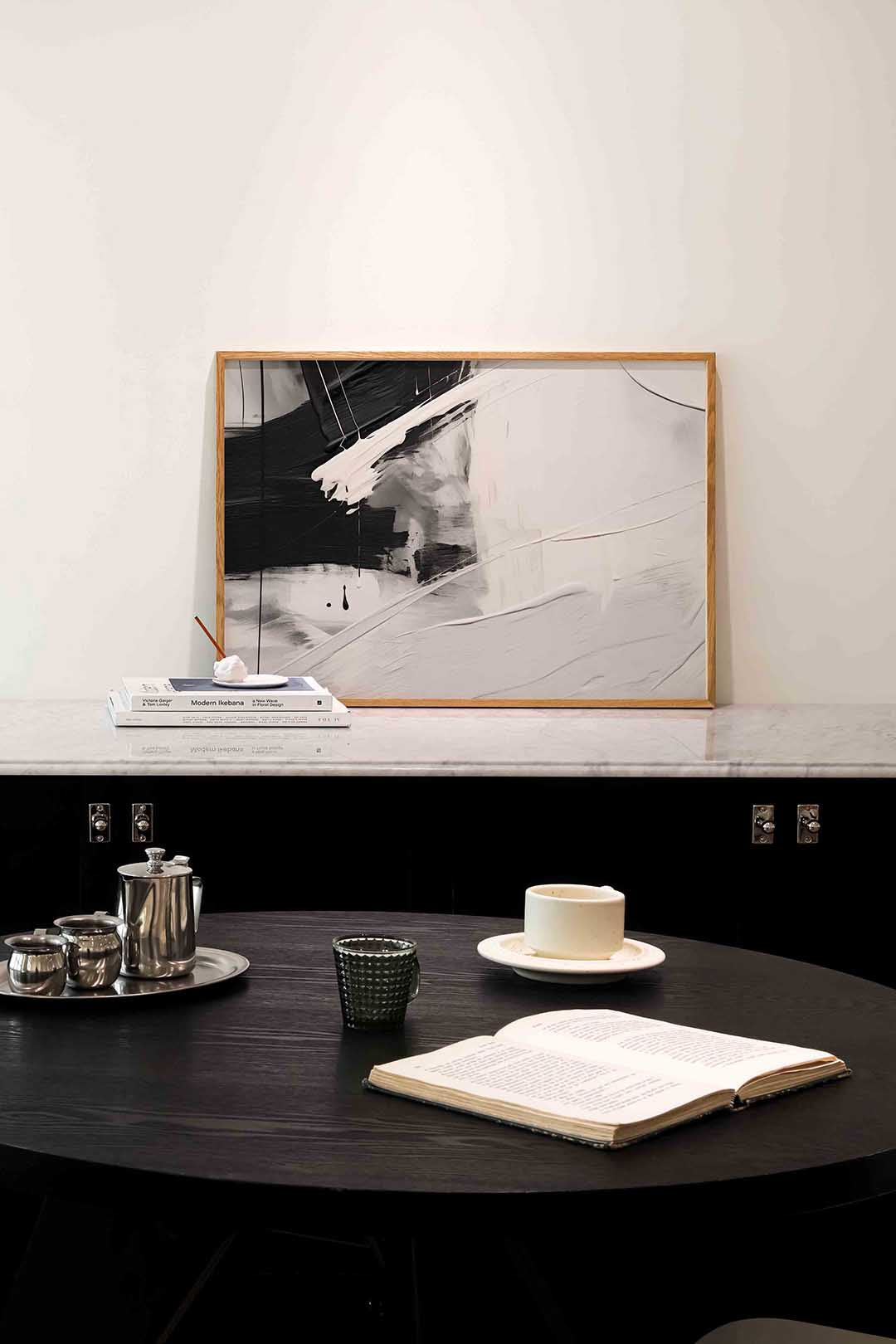 Zwart wit abstracte – abstracte poster in liggend formaat