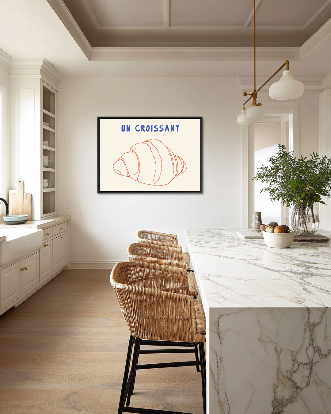 Eenvoudige croissant illustratie – Croissant – liggende wanddecoratie