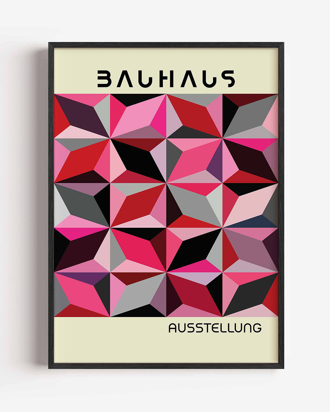 Vormritme en kleur – staande Bauhaus poster als wanddecoratie