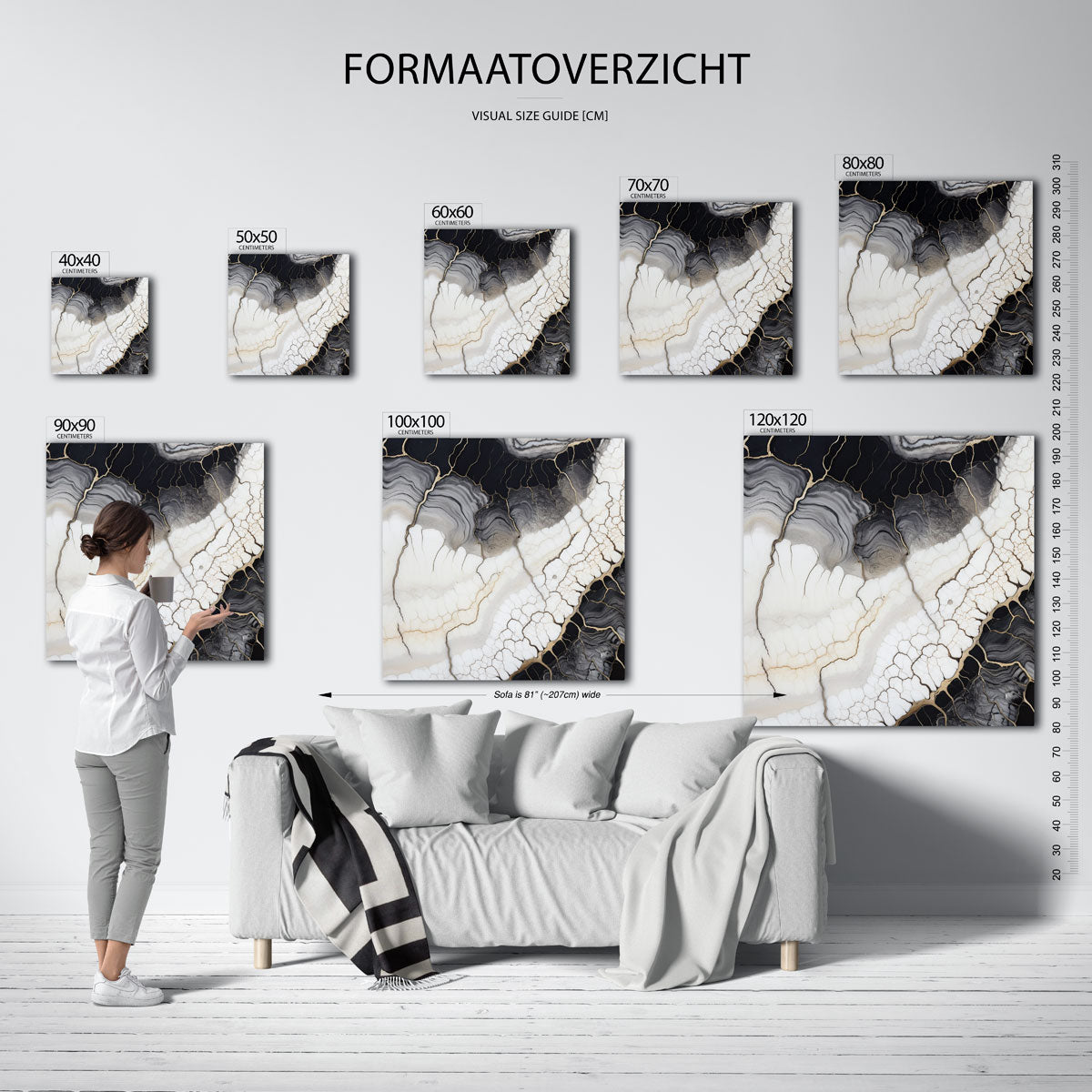 Abstracte lijnen en patronen – vierkante muurposter met zachte abstracte vormen