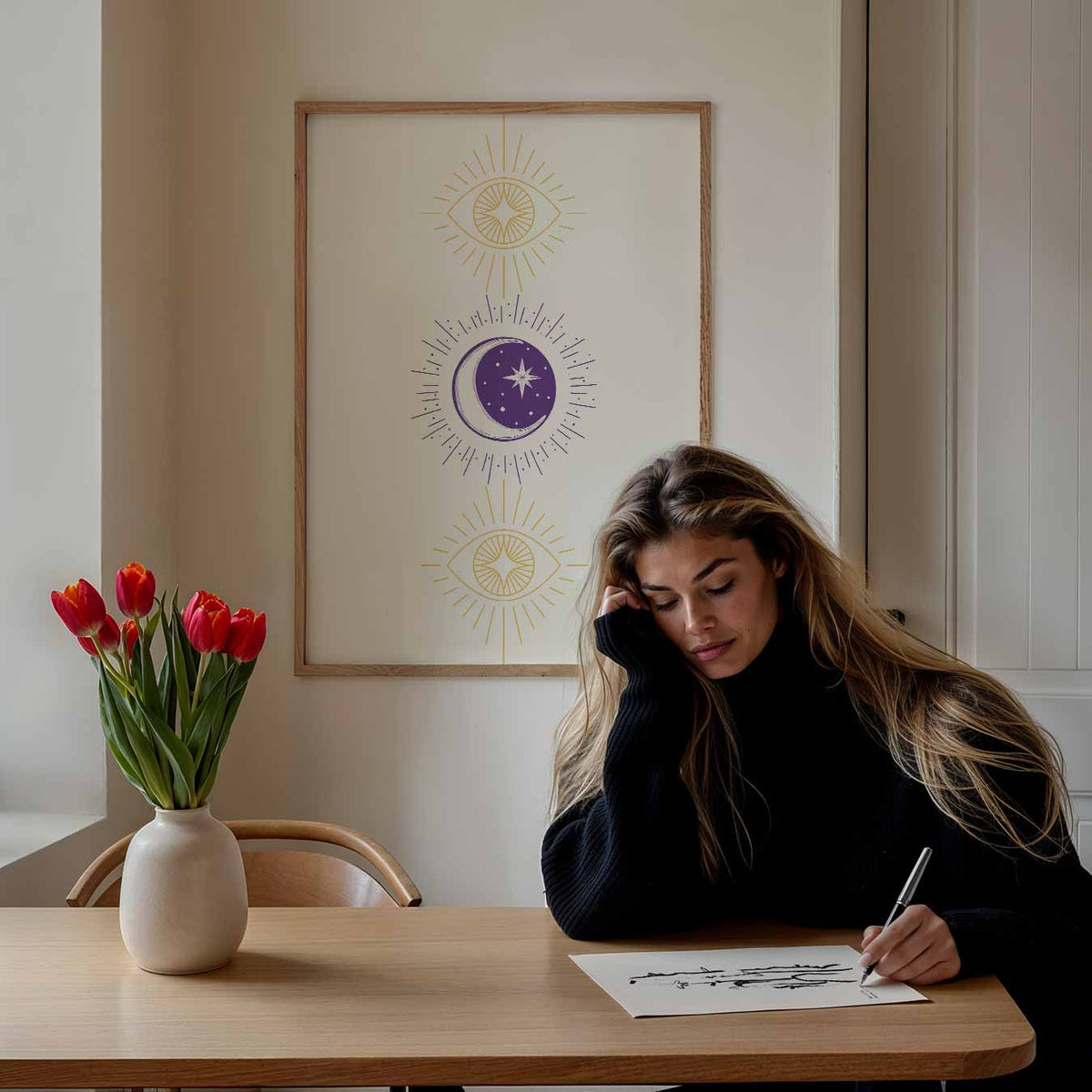 Mystieke Maan & Sterren – mindful portret poster, afbeelding 7