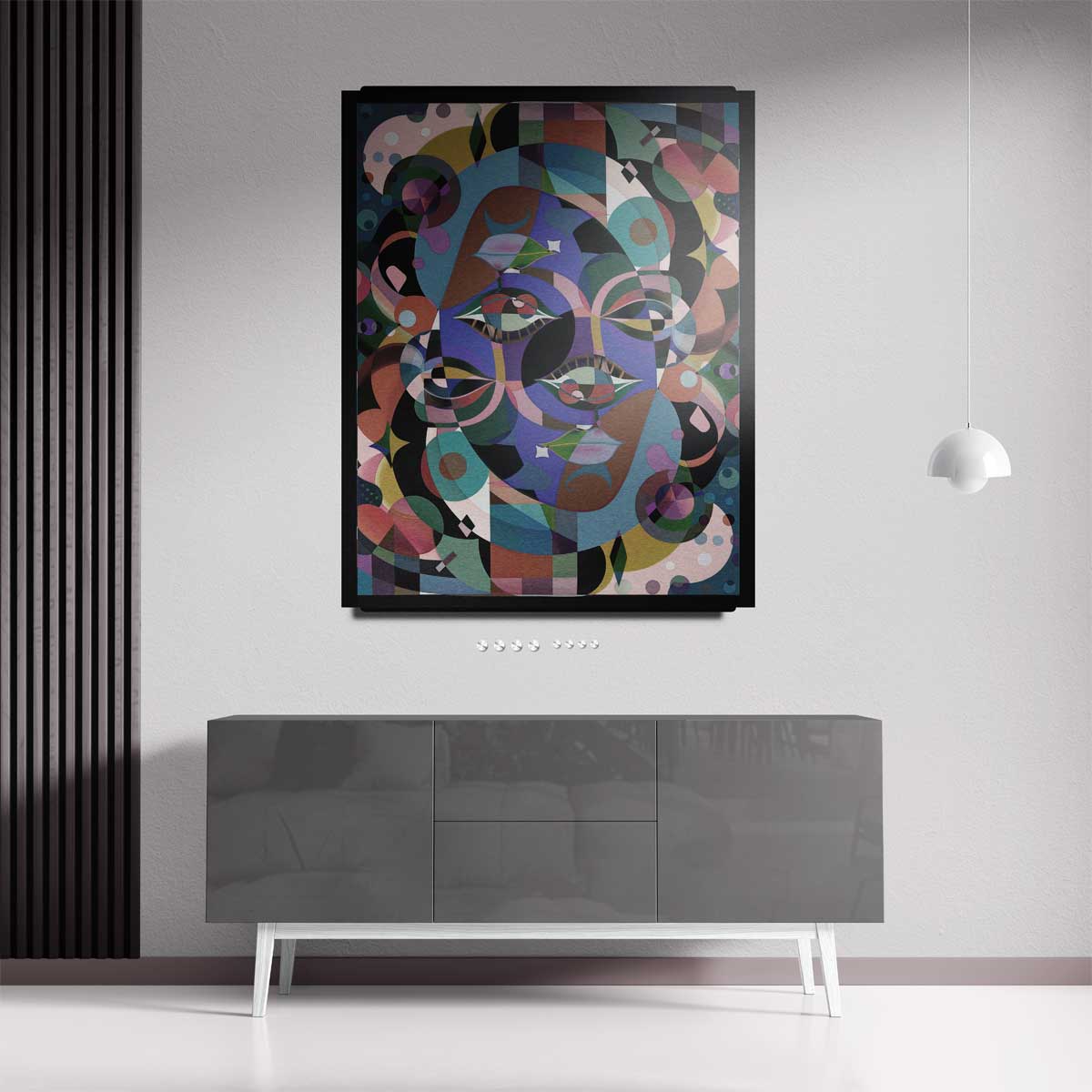 Kleurrijke Abstractie – staand kunstwerk voor modern interieur