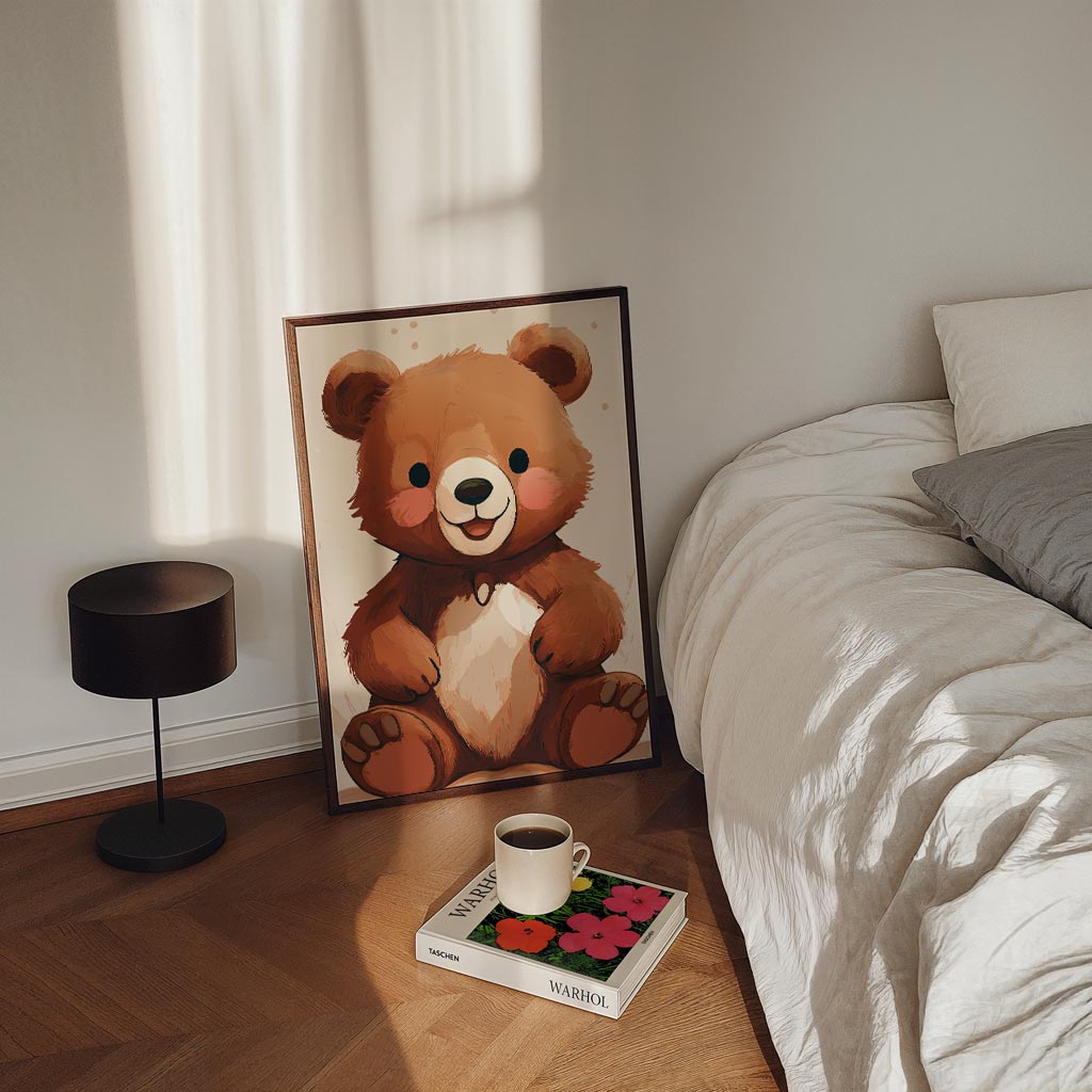 Knuffelbeer Dromerige – staande kinderkamer wanddecoratie van WallArtistic