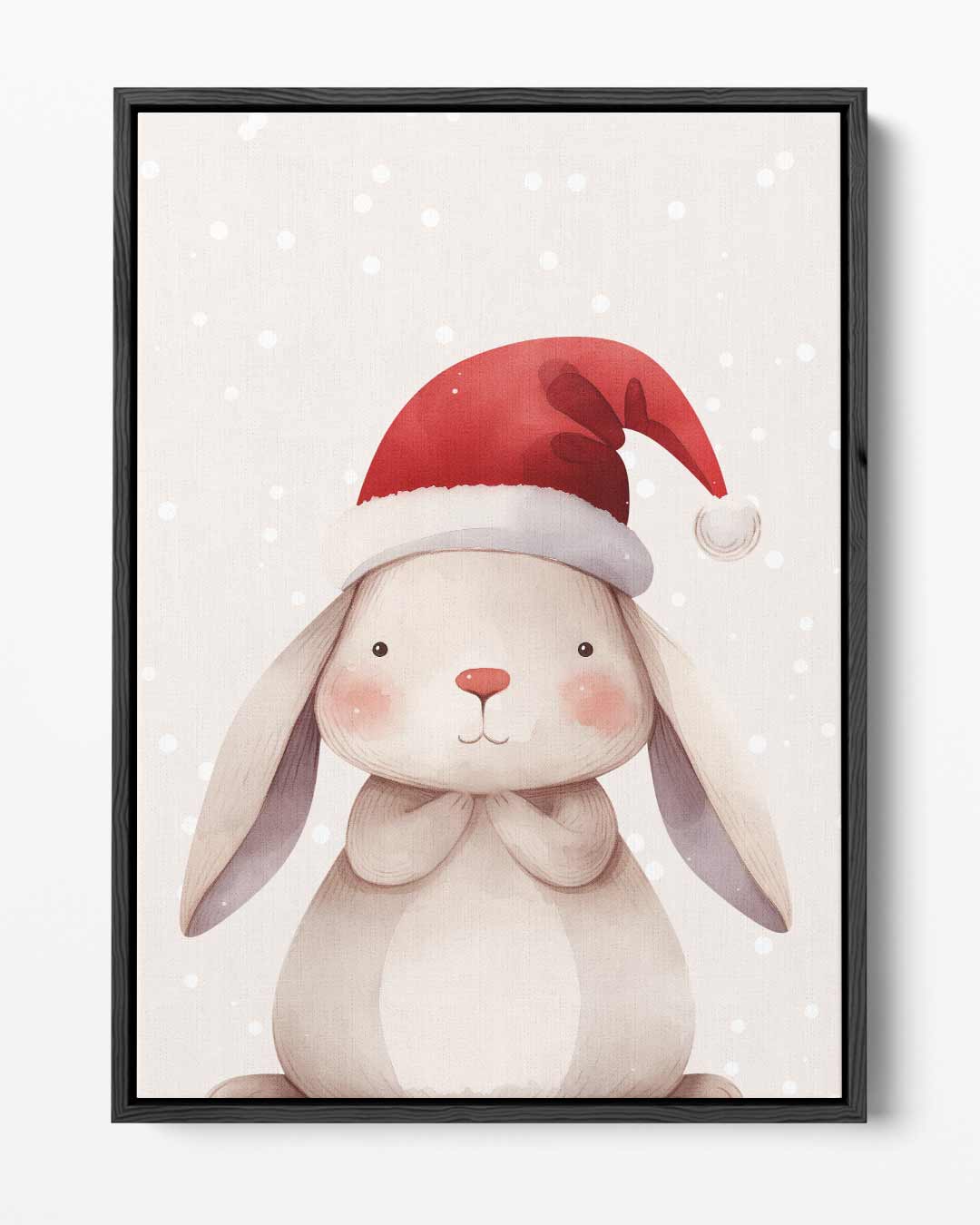 Kerstkonijn in Sneeuw – portret kunstwerk als wanddecoratie