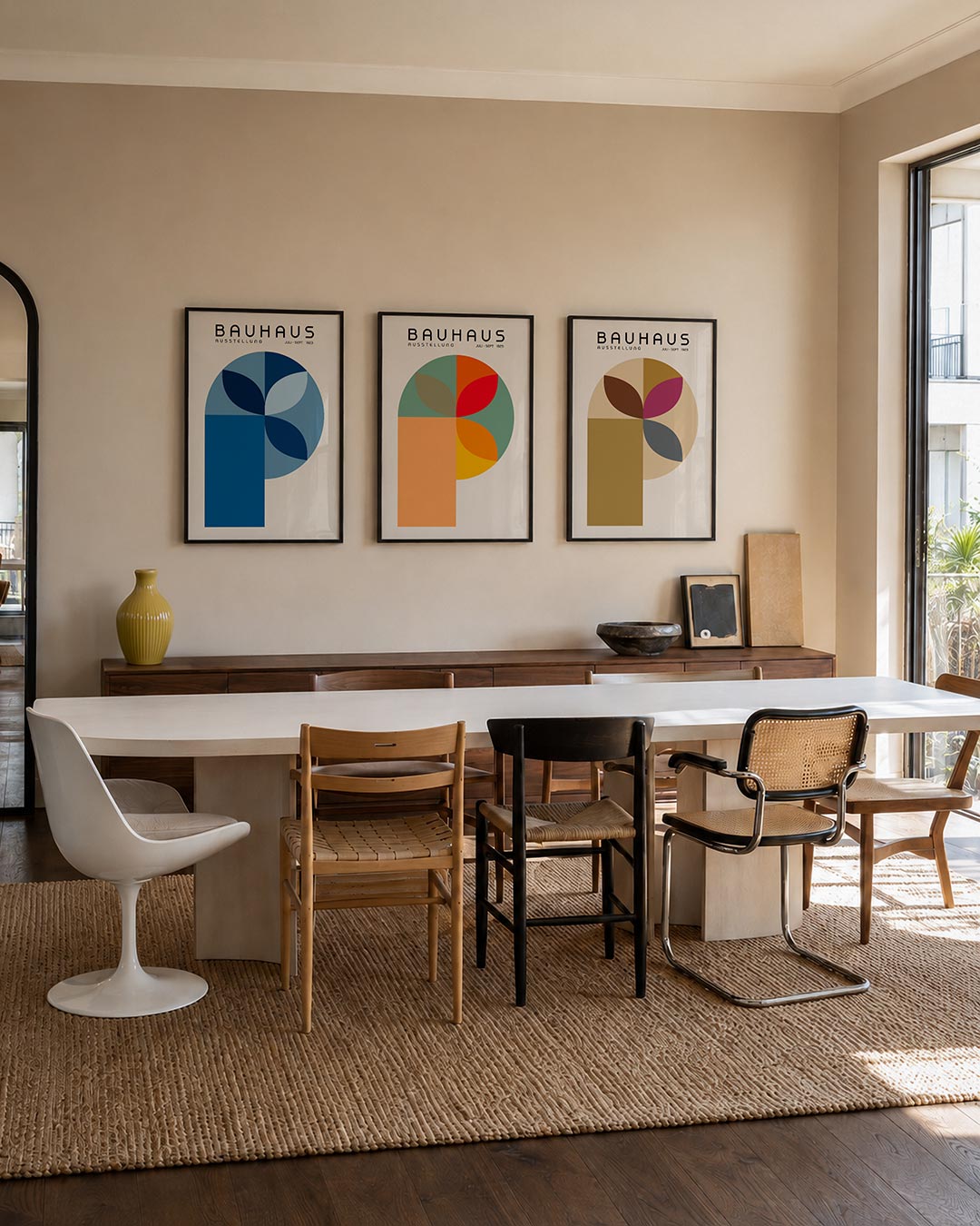 Vormen en vlakken posterset – tweede productweergave – deze posterset in drie delen toont een spel van blauwe en grijze