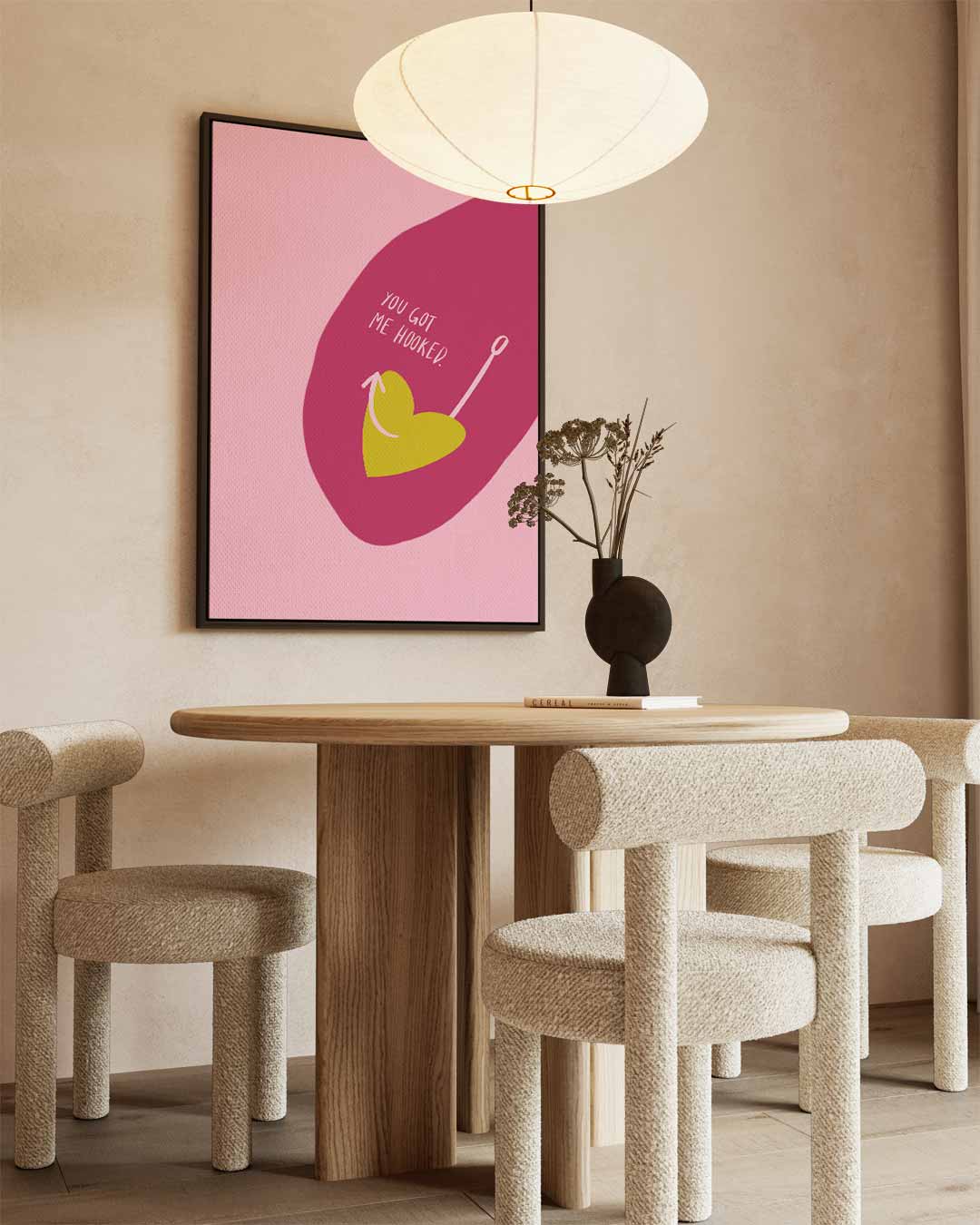 Hartenhaak Liefde – kunstwerk met zwarte baklijst