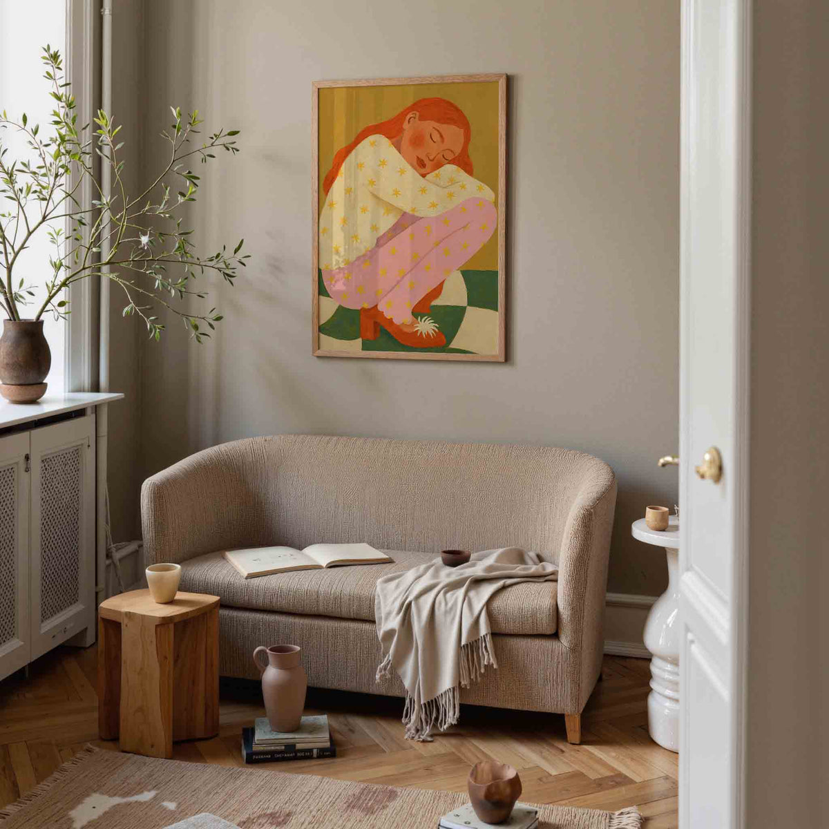 Slapende figuur – illustratie poster in staand formaat