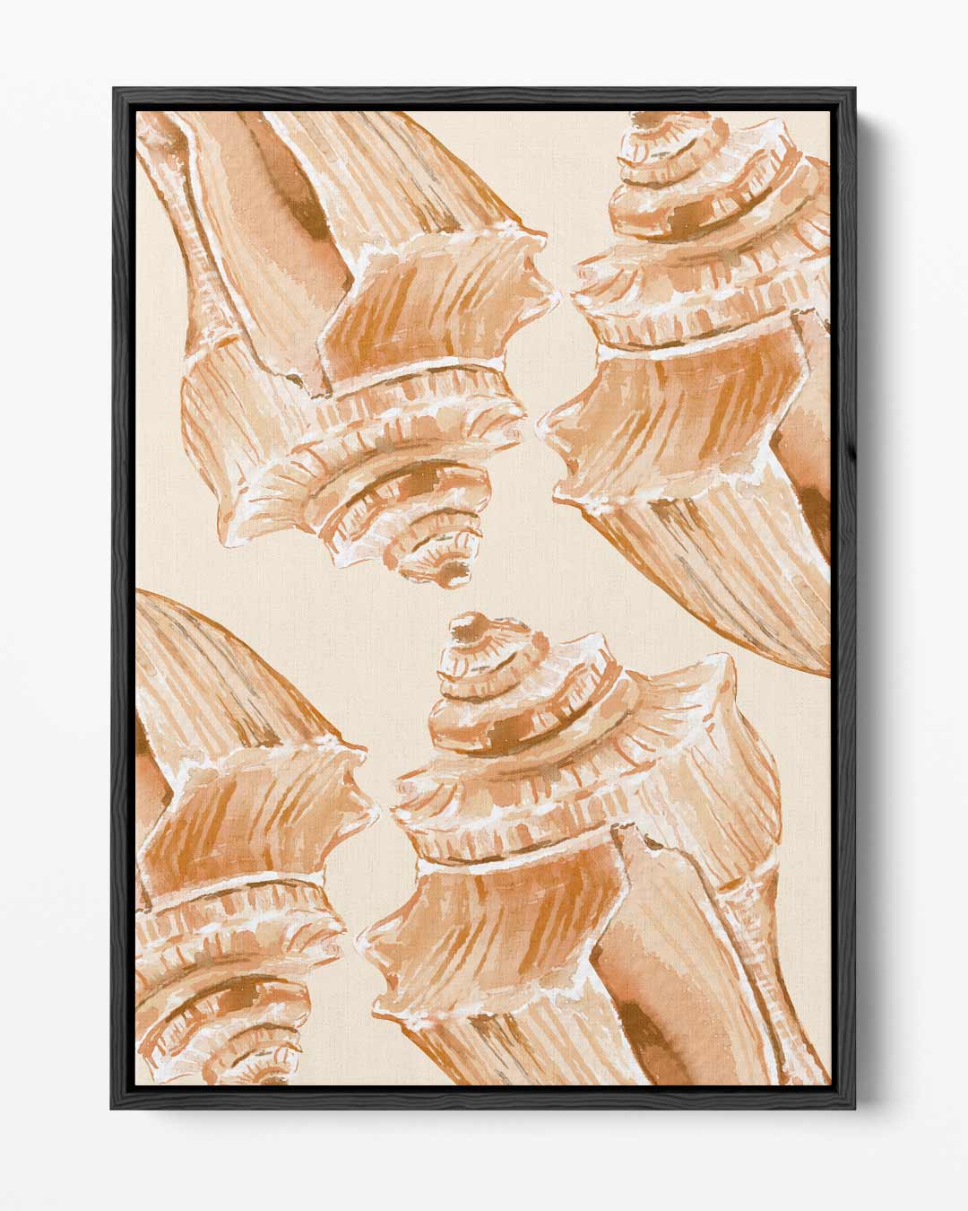 Bruine schelpen patroon – portret kunstwerk als wanddecoratie