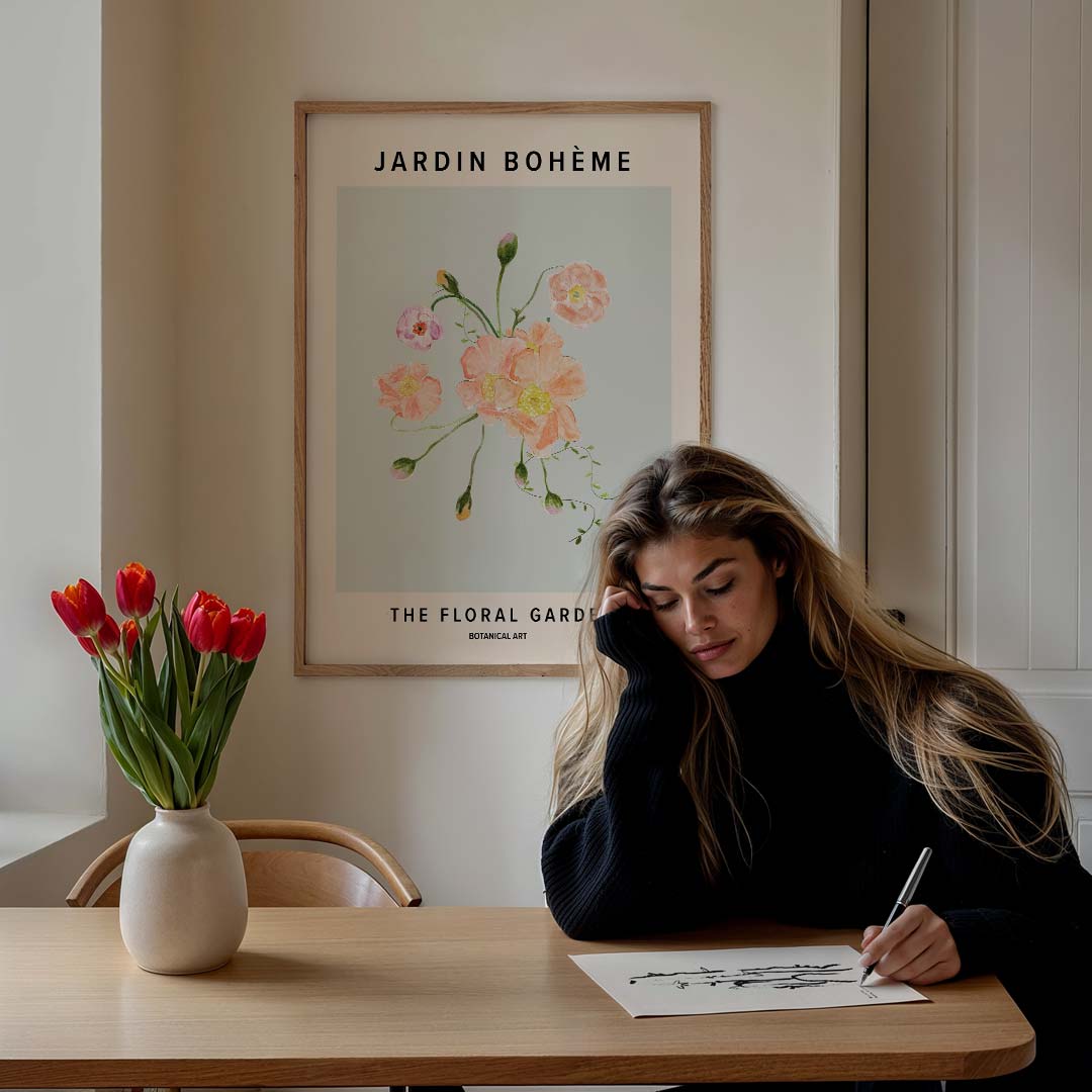 Botanische Bloemenpracht – staande muurposter met boheme uitstraling