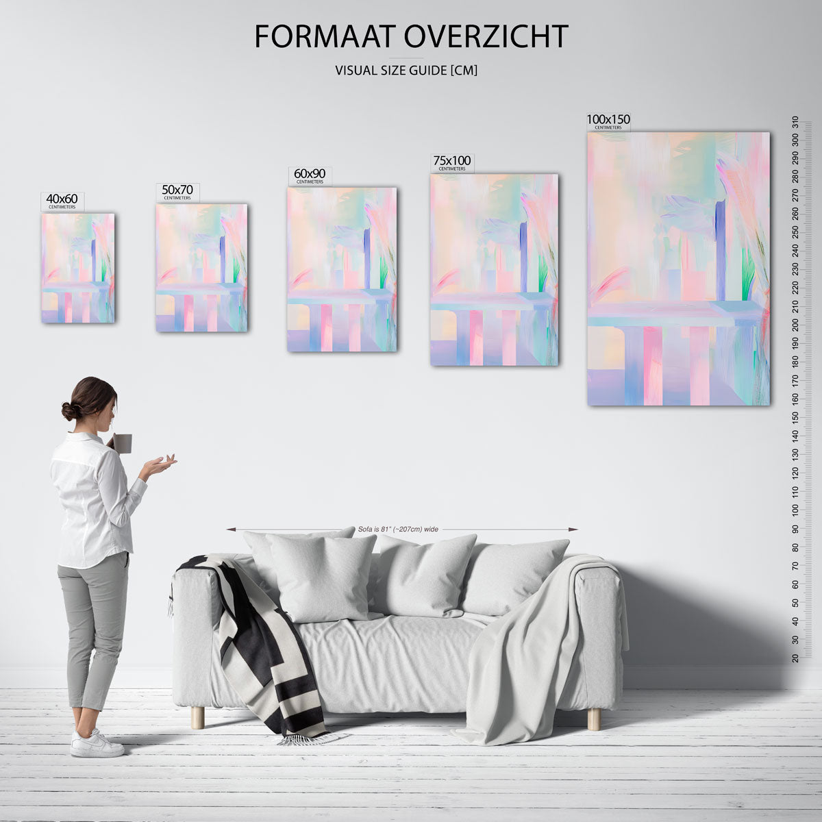 Zachte kleurencompositie – Lijnen – moderne staande wandkunst
