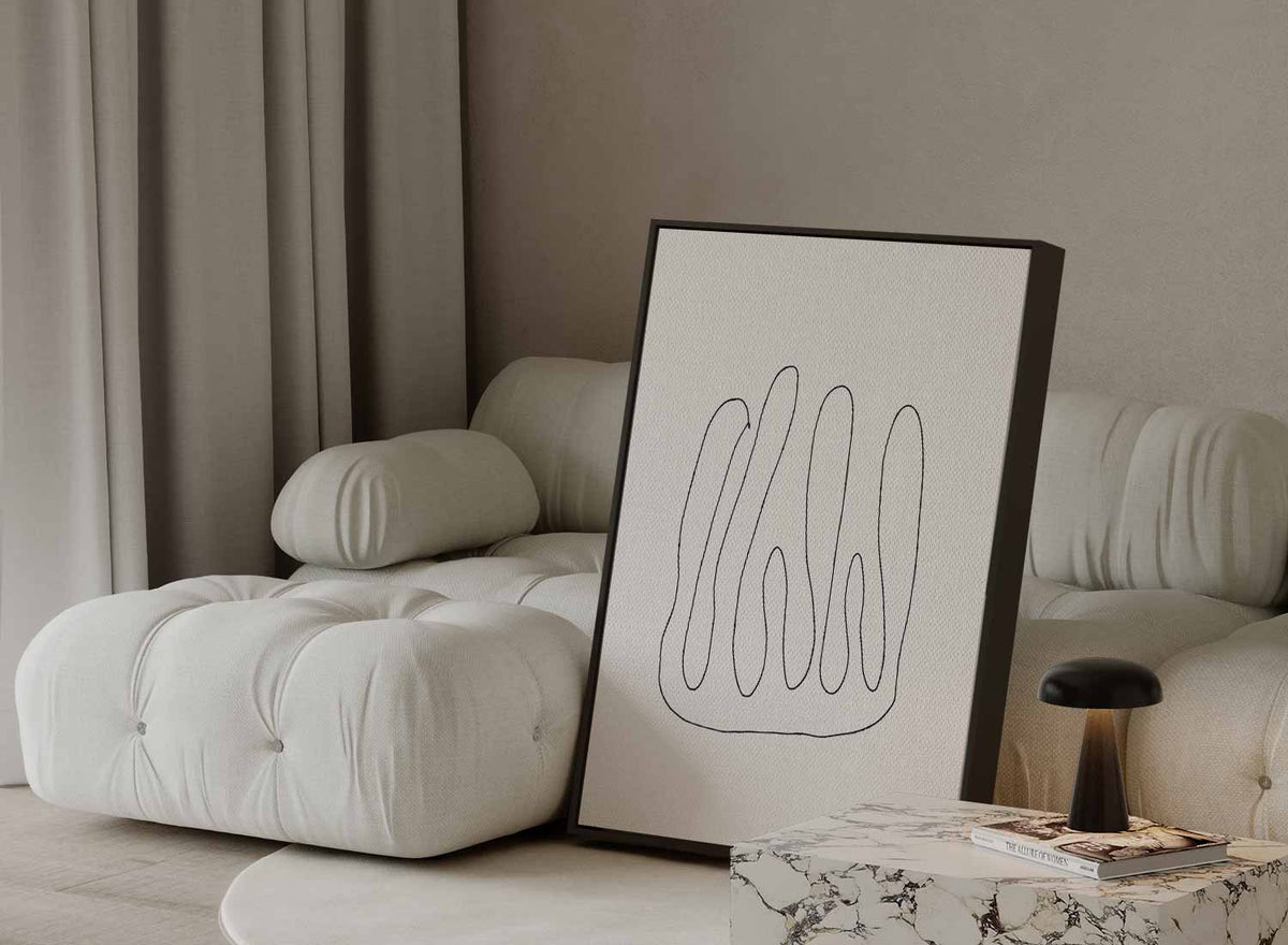 Organische Lijntekening – staande wandkunst voor woonkamer of interieur