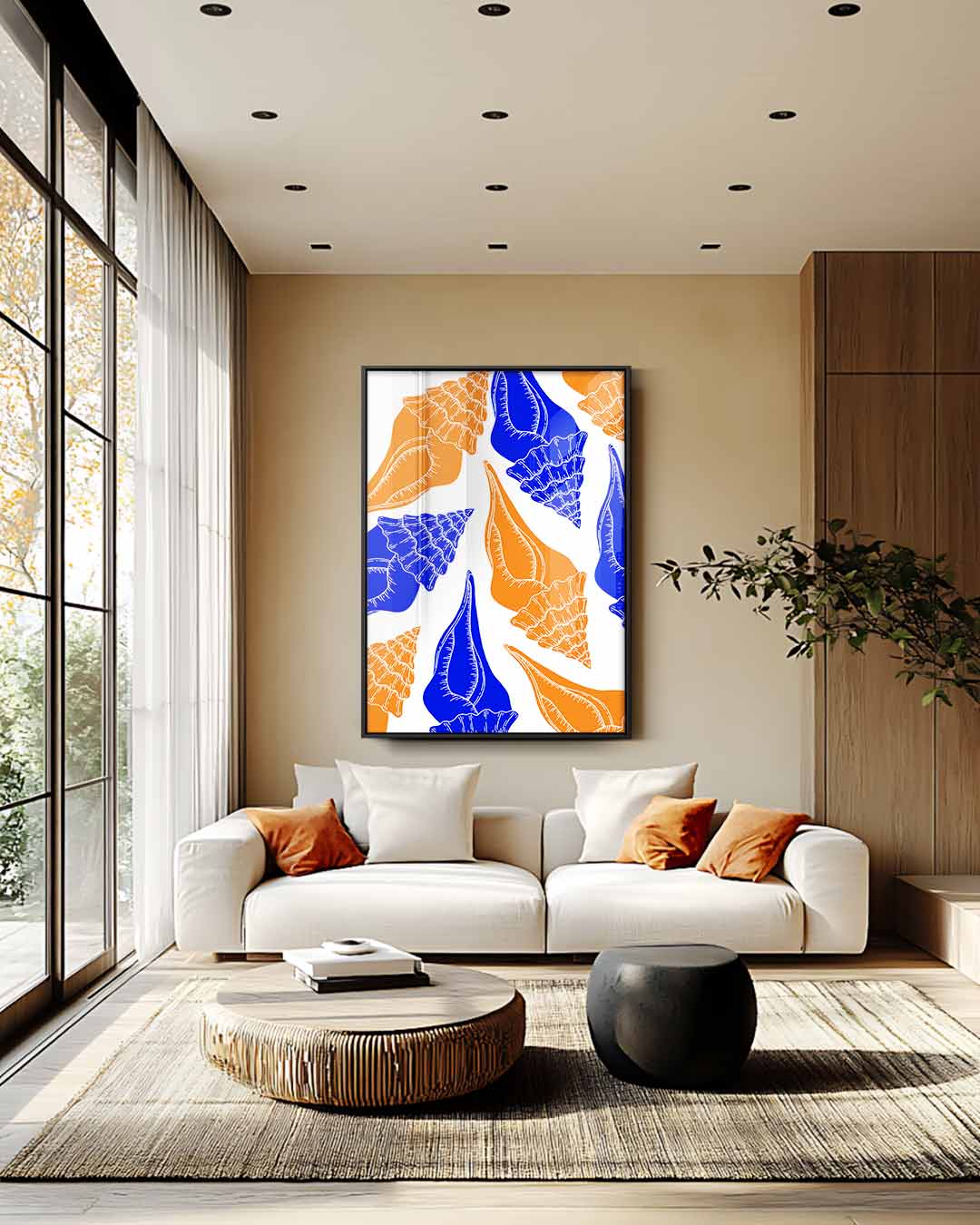 Schelpenavontuur op Kleur – staand kunstwerk voor modern interieur