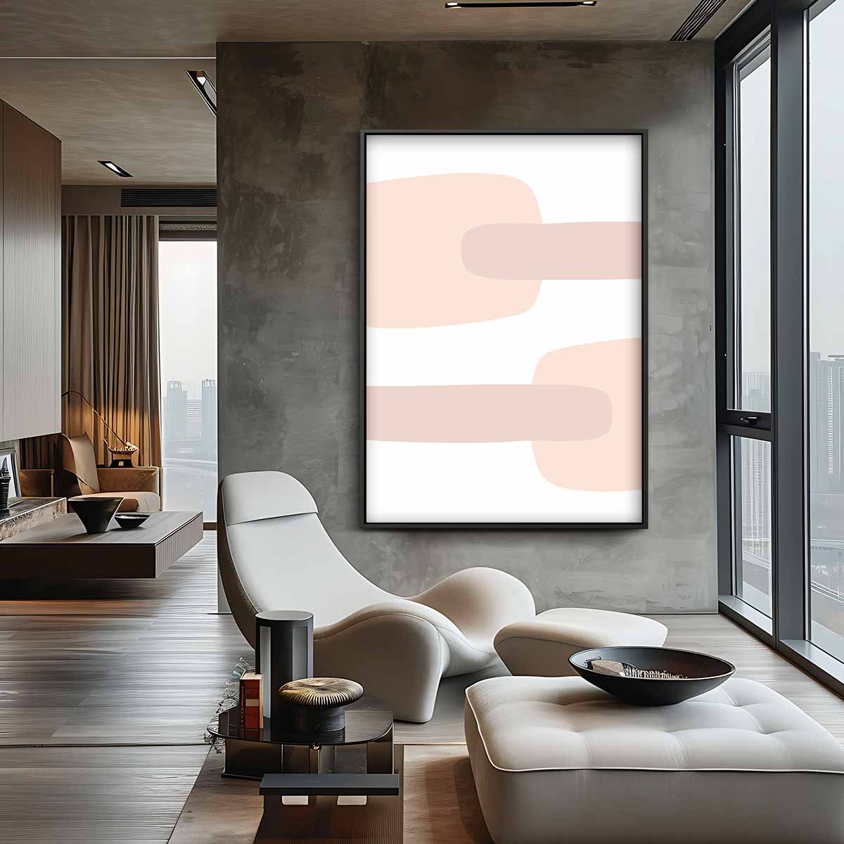 Zachte Pastel Abstract – canvas wanddecoratie in portret formaat