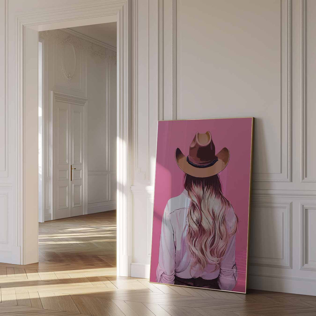 Stijlvolle Cowgirl – paas poster als vrolijke staande wanddecoratie