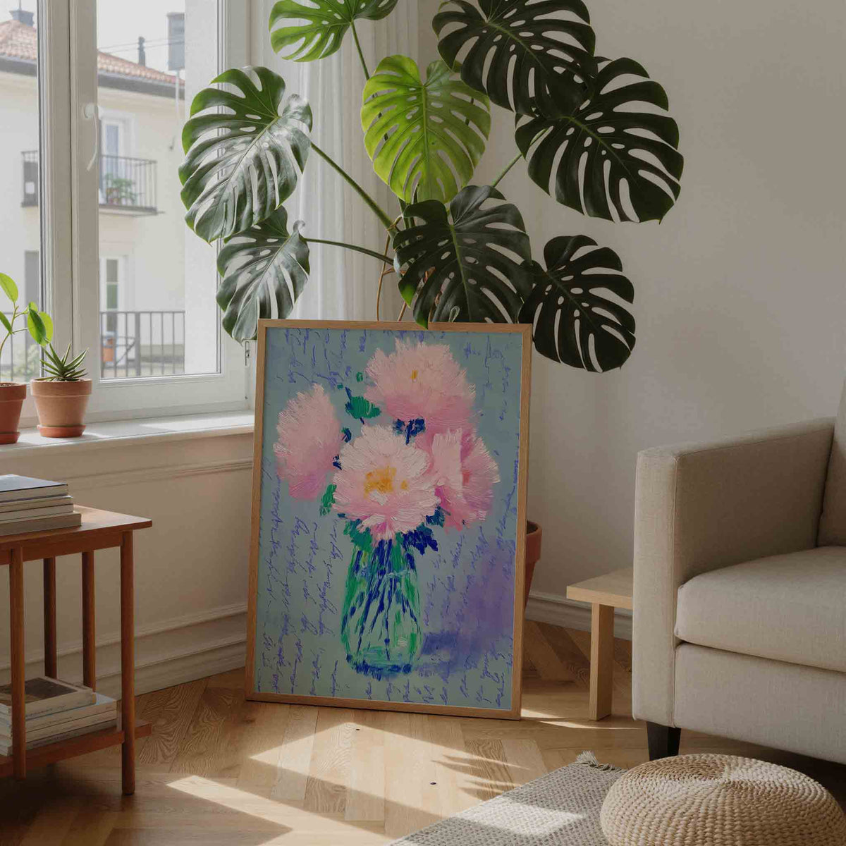 Bloemen in vaas – staande dromerige wanddecoratie van WallArtistic