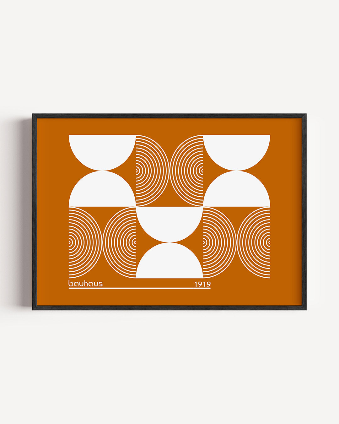 Cirkel en halve maan – liggende Bauhaus poster als wanddecoratie