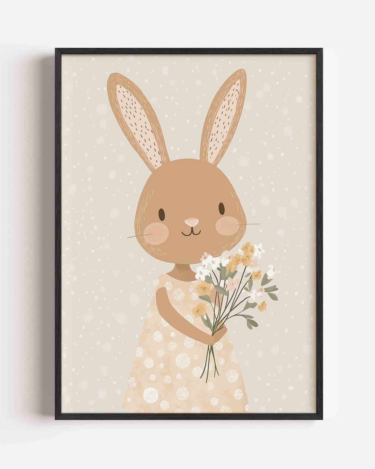 Konijn met bloemen – kids portret poster als wanddecoratie