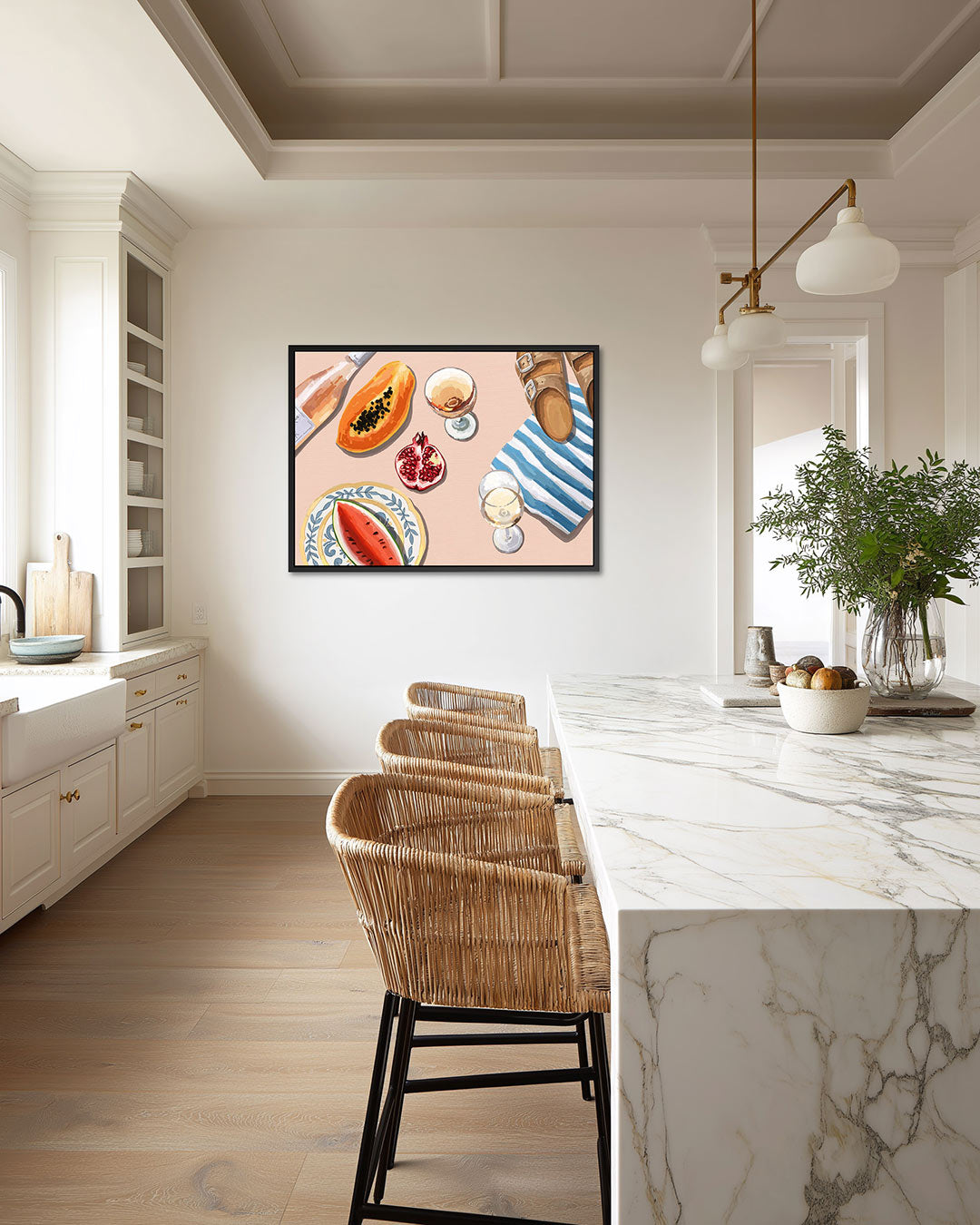 Fruit en drank compositie – liggende wanddecoratie