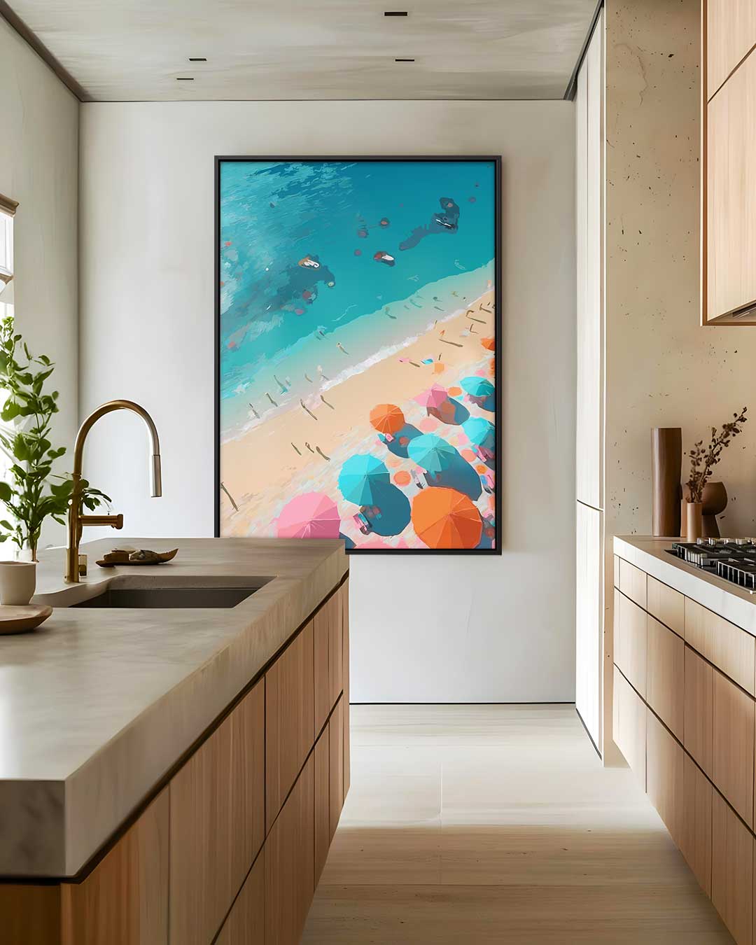 Zomerse Stranddag – canvas wanddecoratie in portret formaat
